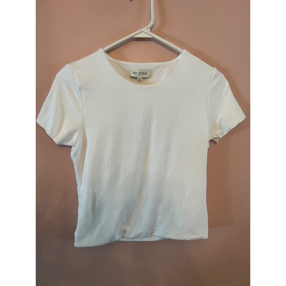 RE ONA Signature crew neck tshirt white S jersey modal clean girl minimalist